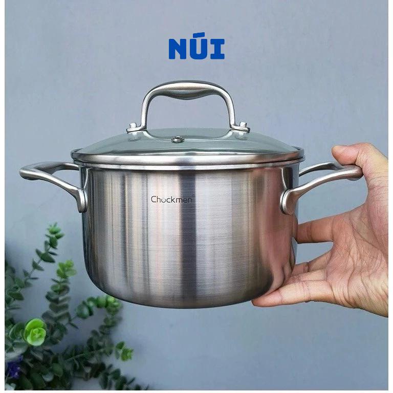 Nồi Canh, Kho Hầm Chockmen Size 16, 18cm Thành Cao Inox 18/10 Đúc liền khối 3 lớp siêu dày dặn, Phù hợp mọi bếp