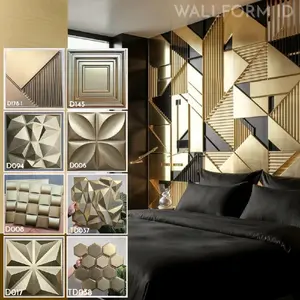 Exclusive Sale Premium 3D Champange Gold Series Pvc / Wallpanel Wall Panel Kamar Terlaris