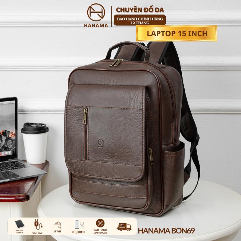 _Balo đeo Vai da cao cấp BON69 chống sốc 5 mặt Backpack đẻ laptop 15INCH