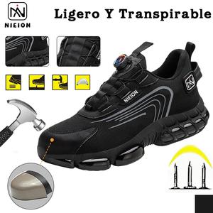 nieion tenis de seguridad industrial hombre dama zapatos trabajo tenis seguridad de ligero acero casquillo zapatillas antideslizantes antigolpes transpirables para construcción almacenes repartidores