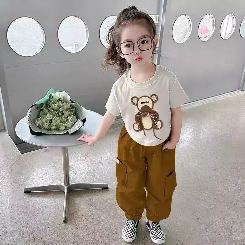 Setelan Anak Kaos Motif Panda Celana Cargo Panjang 1-6 Tahun Terbaru - Baju Anak Perempuan Kargo Panda - Fashion 2