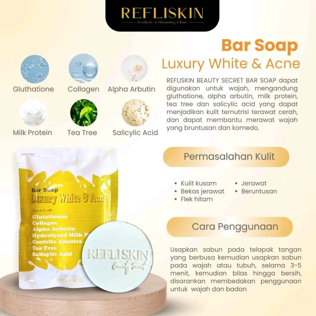 Bar Soap Luxury White & Blemish Acne Refli skin