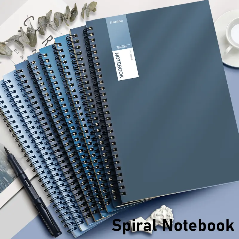 8pcs/set A5 40/80 Sheets Double Coil Design Notebook Simple Art Style Spiral Notebook Loose Leaf Notebook
