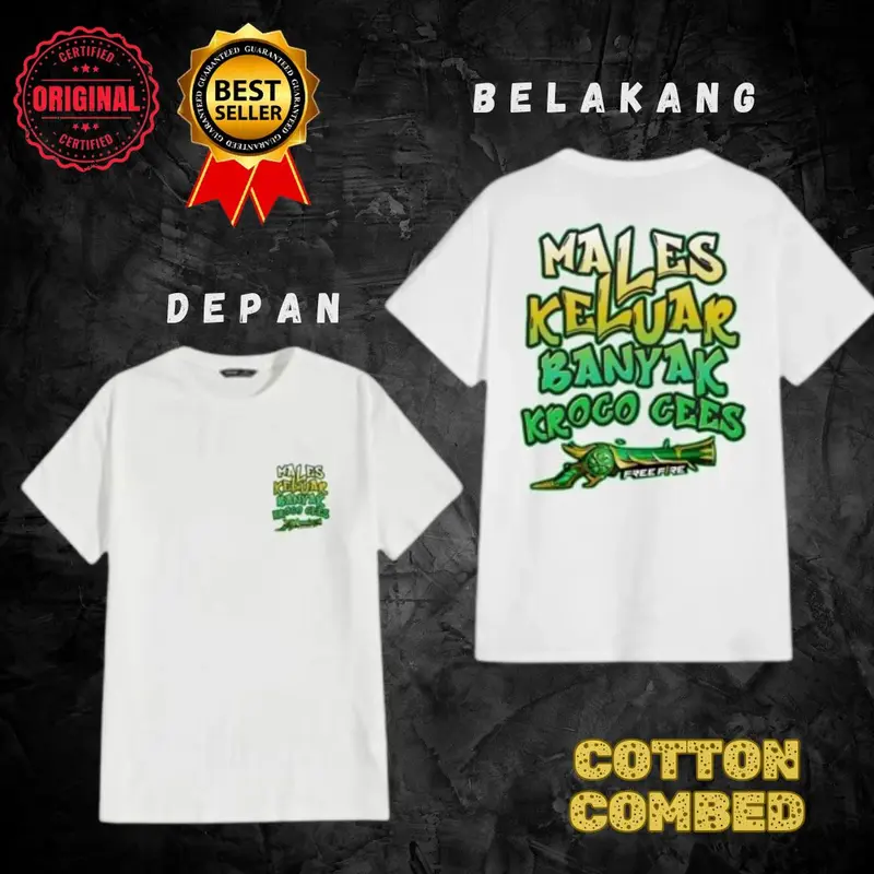 ZULMY - Kaos FF Males Keluar Banyak Kroco Cees Versi SG Emerald Terompet - Tshirt Anak Unisex - Kaos Katun Combed Viral 4