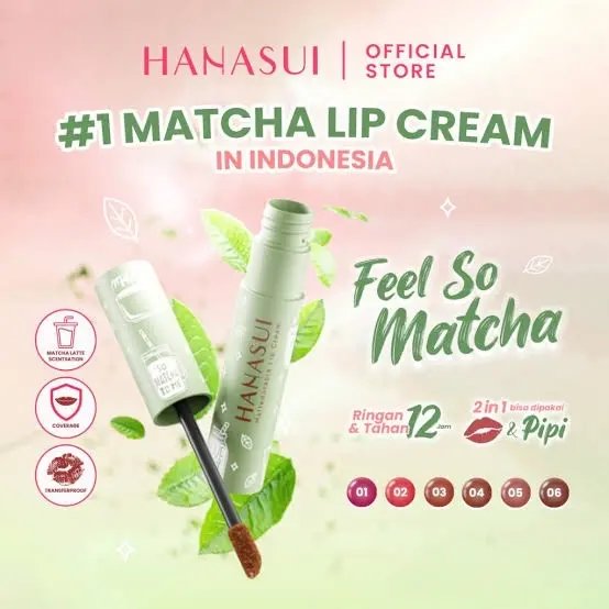 Hanasui Mattedorable Boba Edition dan Matcha Edition Lip Cream Matte For Lip & Cheek With Vitamin E & Plive Oil 3
