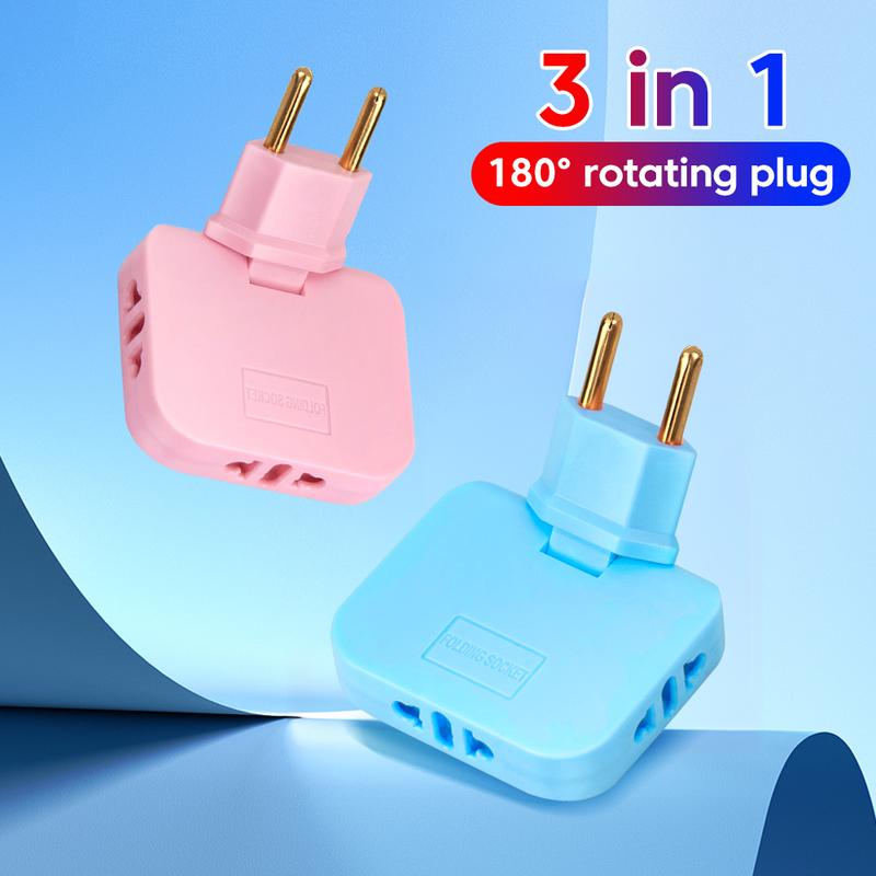 Ổ cắm có thể xoay 180 độ, Bộ chuyển đổi phích cắm EU 3 trong 1, Bộ chuyển đổi phích cắm EU 4,8MM / 4,0MM, Phích cắm mở rộng EU du lịch, Nhiều phích cắm, Ổ cắm bộ điều hợp ổ cắm không dây mỏng 1