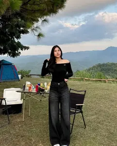 HIGHWAIST KULOT JEANS LOOSE HITAM RETRO WANITA