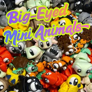 Printastic Big-Eyed Animals Mainan Binatang Mini Artikulasi Hewan Toys Anak Ukuran Kecil Pajangan Koleksi Hadiah