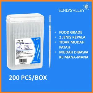 Sunday Alley - [200 PCS] Tusuk Gigi Plastik 2 Sisi Foodgrade Behel Friendly