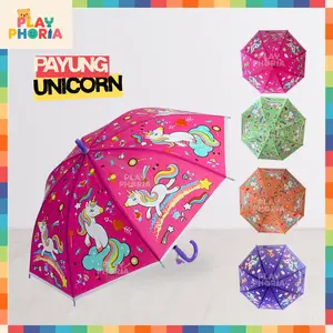 Playphoria Payung Anak Karakter Premium Kids Umbrella Payung Hujan Besar Motif Unicorn Full Print Payung PVC Dewasa Lucu