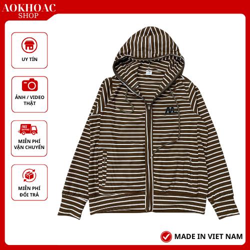  Áo Khoác Nữ Xịn 6 Túi Kẻ Sọc Có Nón Bigsize 