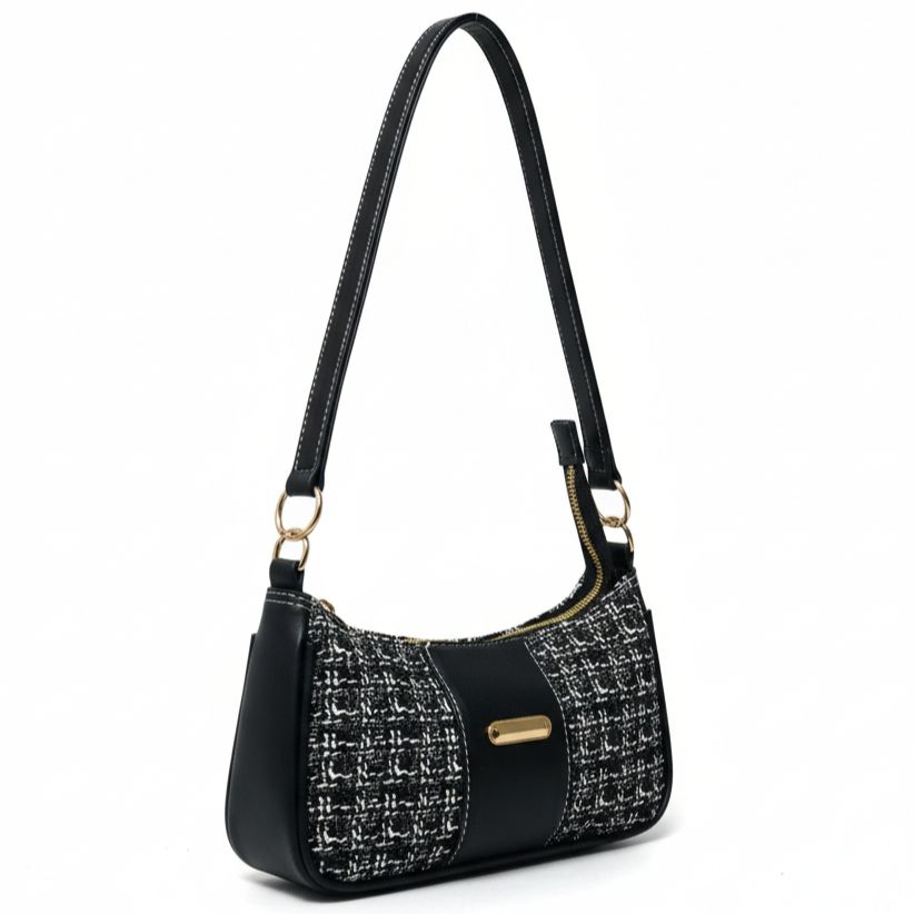 HANA Tas Shoulder Bag Wanita Bahan Kanvas Simpel Mewah 1 Ruang Desain Elegan dan Fungsional