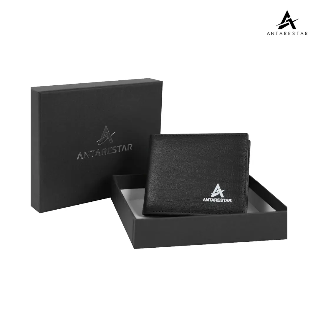 ANTARESTAR Official - Dompet Pria Antarestar Pioneer Series Canvas Hitam Kartu Kulit | DPE