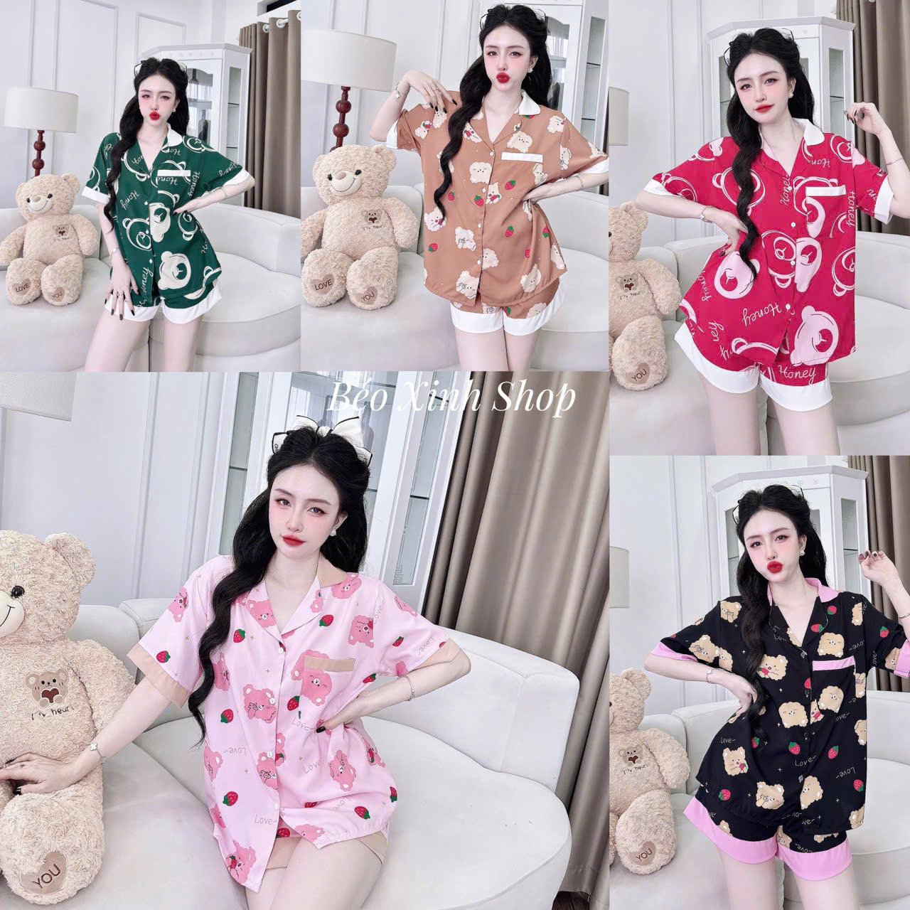 Đồ Bộ - Đồ Ngủ Quần Áo Đùi Pijama Bigsize 50-100kg Vải Lụa Nhật Bộ Ngủ Nữ Nhung Lịch Women Quần Ngủ - A.5040