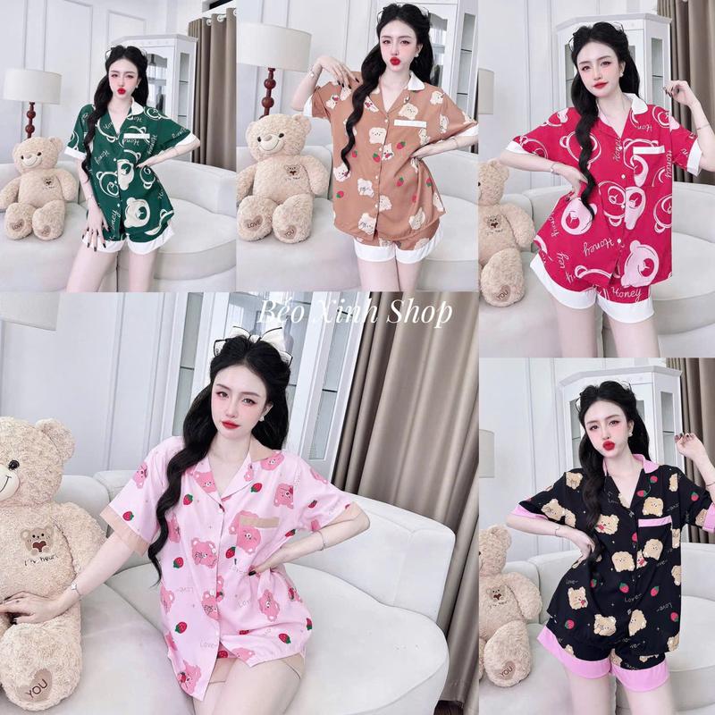 Đồ Bộ - Đồ Ngủ Quần Áo Đùi Pijama Bigsize 50-100kg Vải Lụa Nhật Bộ Ngủ Nữ Nhung Lịch Women Quần Ngủ - A.5040