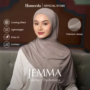 Hameeda - Jemma Instant Pashmina | Jersey Bergo Panjang Jilbab Basic Kerudung Muslim Wanita