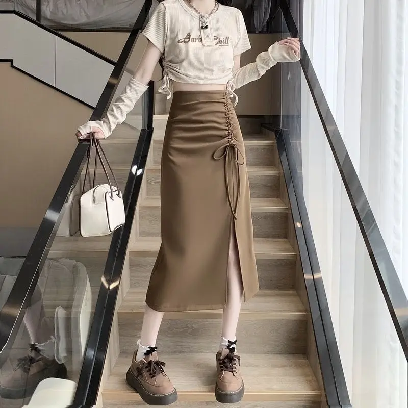 Khalisa - Yuna Midi Serut Casual Rok Wanita Midi Maxi Ruched Skirt Rok Panjang Dewasa Remaja