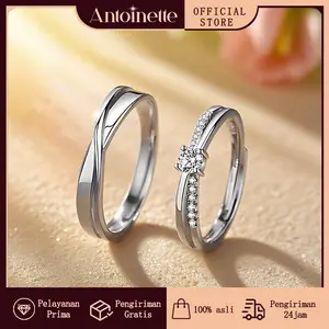 Antoinette Jewelry Cincin Couple Mobius Loop Perak 925 Premium Desain Adjustable Elegan Tunangan Anti karat Titanium