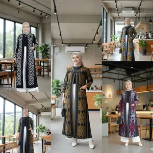 Long outer wanita bahan tenun troso premium long cardi tenun Long outer jumbo