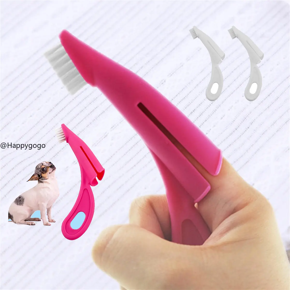 Dog Toothbrush, Dog Tooth Brushing Kit, Nylon Bristle Cat Finger Toothbrush Soft Ergonomic Handle Cat Toothbrush Dog Teeth Cleaning Kit Dog Finger Toothbrush Pet Supplies