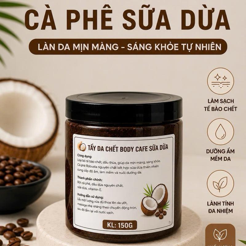 (Deal Tặng) Tẩy Tế Bào Da, Cà Phê Sữa Dừa 150G.
