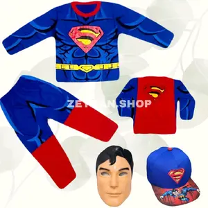 BAJU ANAK KOSTUM MOTIF SUPERMAN SAYAP BAJU FASHION SETELAN ANAK MOTIF SUPERMAN PAKAI SAYAP CELANA PANJANG USIA 1-10 TAHUN BISA SET TOPENG Laki-Laki Perempuan Katun Bayi Parsel Anak-Anak