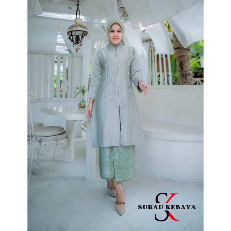 Setelan Taffeta Songket Modern Dan Elegan- Baju Kurung Kondangan Mewah Bridal Payet Modern Terbaru 2025 Dress Wanita Atasan Panjang Pesta Dewasa 4