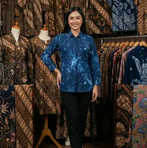 Kemeja Batik Ciprat Wanita Ala Kemensos | Kemeja Batik Katun Furing Lengan Panjang | Kemeja Ciprat Cewek Katun Solo Adem