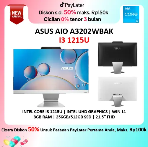 Pc All In One - Asus AIO A3202WBAK i3 1215 8GB 512GB Win 11 21.5" FHD