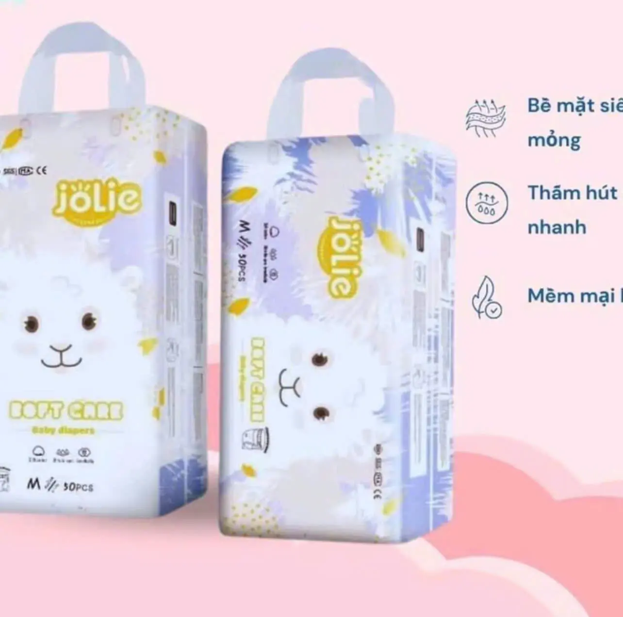 hhCombo 2 bịch (100 miếng) bỉm JOLIE đủ size M L XL XXL 3XL 4XL , mềm mỏng thấm hút tốt