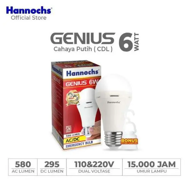 Lampu LED hannochs genius emergency / magic ac dc 6w 6 watt