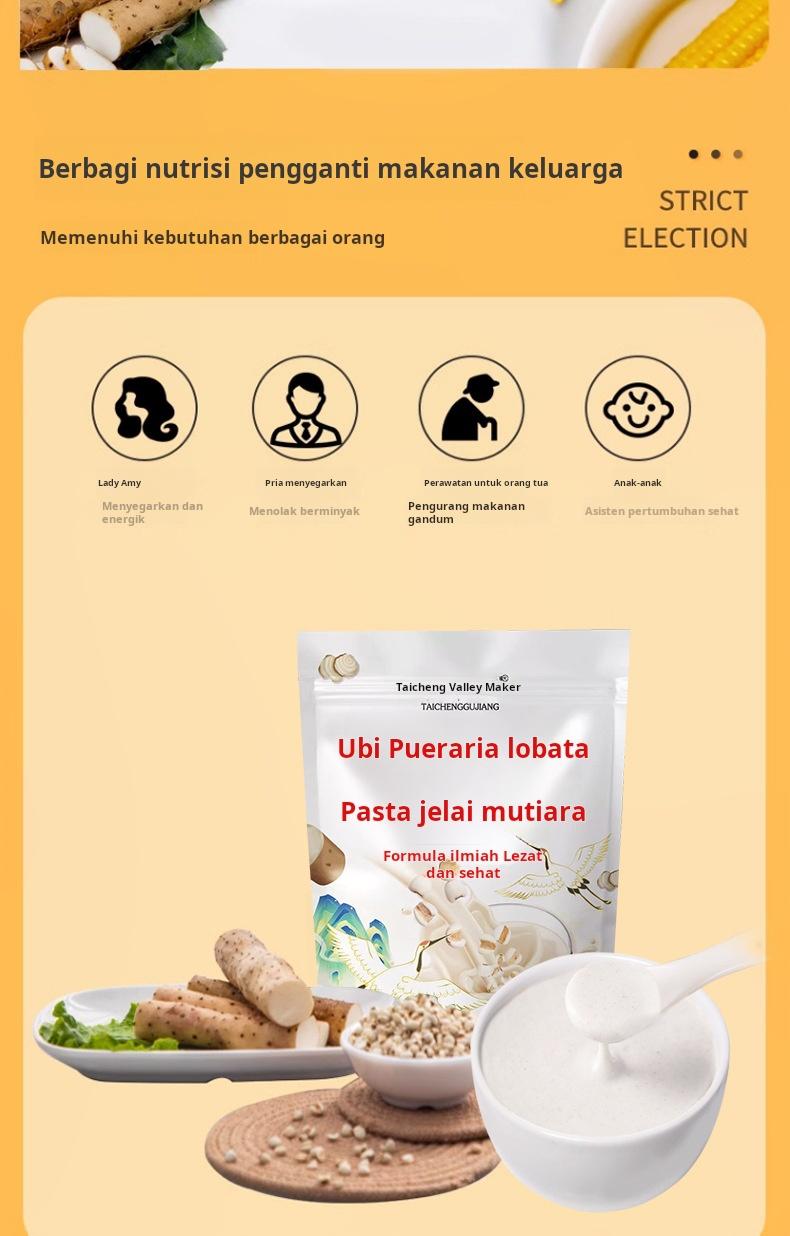 Bubur Ubi Cina, Akar Kudzu & Jelai 400g Rasa Original, Minuman Instan Sereal Gandum Utuh, Siap Konsumsi,Sarapan sehat rendah gula, pengganti makanan