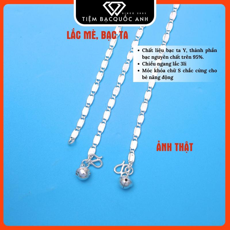 Lắc bạc mè 1 chuông bạc ta s950 độ tinh khiết bạc 95-99% dùng cho bé an toàn