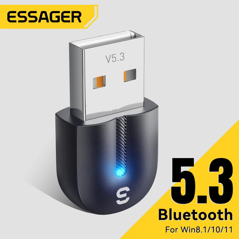 Bộ Chuyển Đổi USB Bluetooth 5.3, Essager, Bộ Thu Âm Thanh Aux, Bộ Phát, Dành Cho Máy Vi Tính Và Máy Tính Xách Tay, Loa, Chuột Không Dây, Soundbox, Bộ Phát USB
