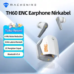 MACHENIKE TH60 TWS Earphones Bluetooth 5.4 Wireless dengan 4 Mikrofon EMC Peredam Bising dan Latensi Rendah 0.04s Waterproof Sports untuk Android iOS
