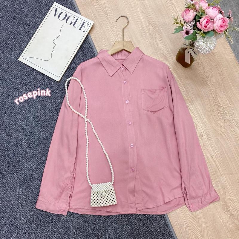 KEMEJA SAKU SATU RAYON TWILL KEMEJA BASIK LENGAN PANJANG POLOS 9