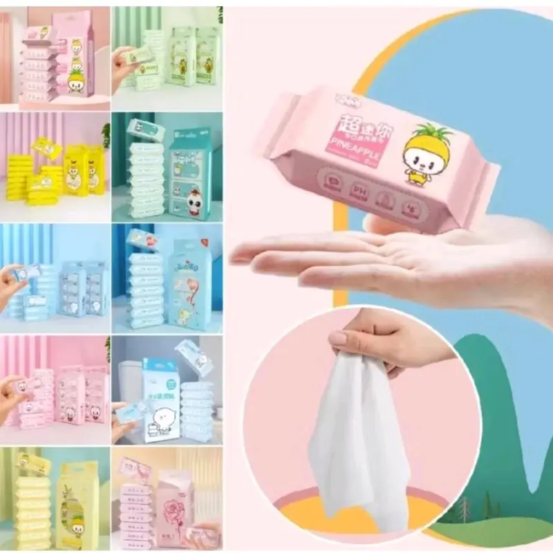 Ecer Tisu Basah Mini Travel Daily Motif Lucu Tissue Karakter Wipes baby No Perfume Bayi 1
