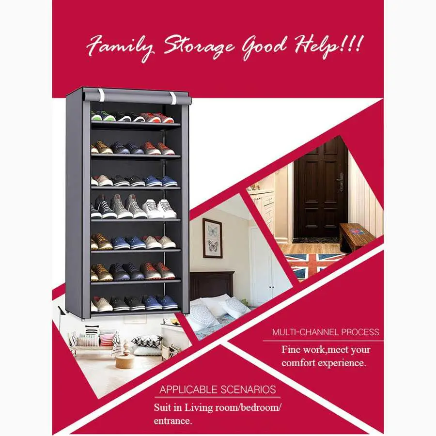 BISA COD Rak Penyimpanan Sepatu Sandal Multilayer Shoe Rack Cloth Storage - F10 Aluminium