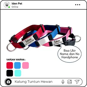 Kalung Anjing Besar Kecil Tali Tuntun Leher Kucing Tebal Kuat Custom Ukir Nama Cat Dog Collar