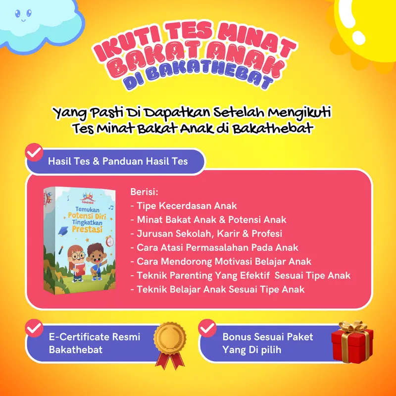 BakatHebat  - Tes Minat & Bakat, Tipe Kecerdasan, Potensi, Pola Asuh, Gaya Belajar, Love Language, dll. 3