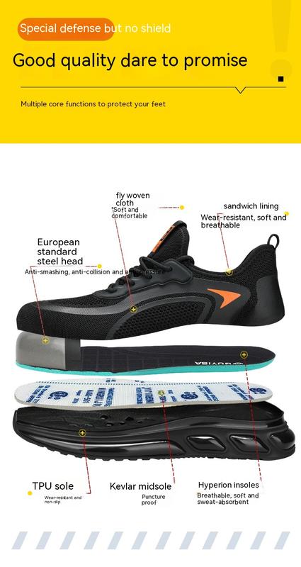 Product Introduction of Labor Protection Shoes Men's Anti-Smashing and Anti-Stab Safety Shoes Lightweight Comfortable Wear-Resistant Air Cushion Shock Absorption Protective Work Shoes 4