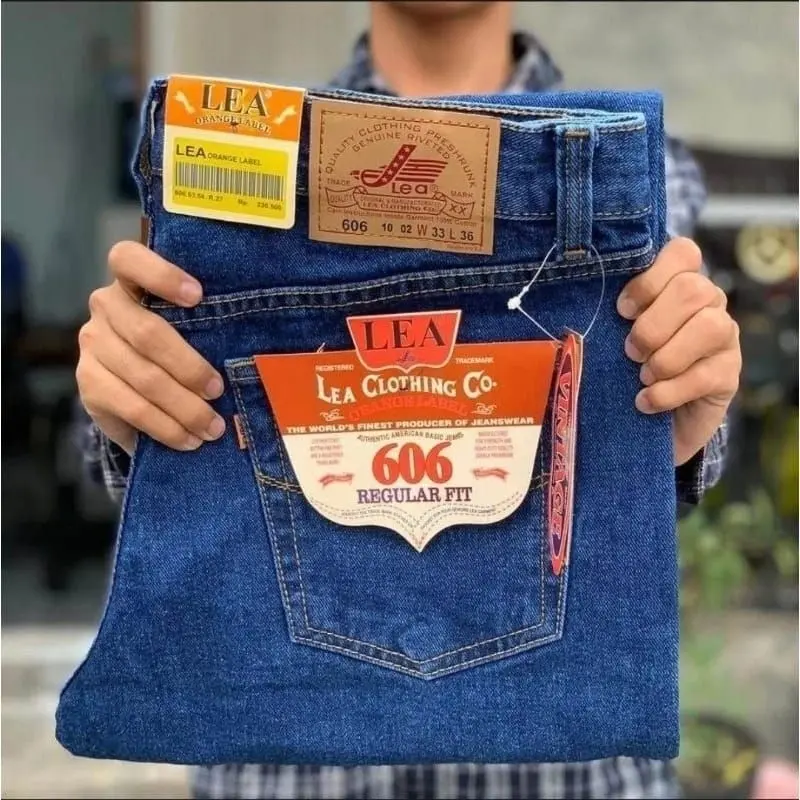 OBRAL MURAH Celana Jeans Panjang Denim Pria LEA 606 Pola Standar Reguler Fit Bahan Premium Terbaru