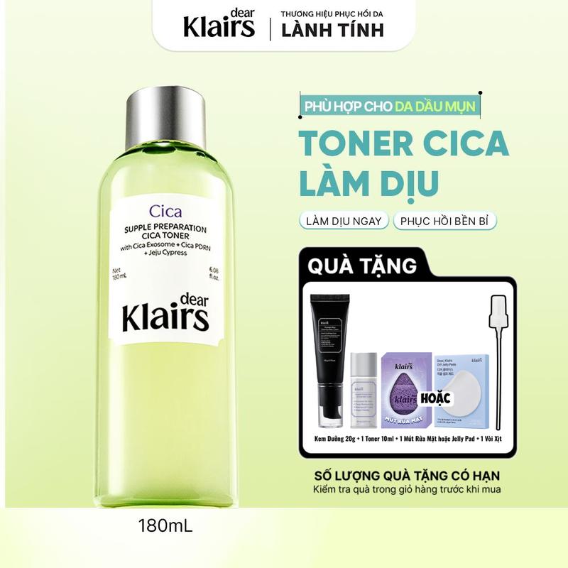 Nước hoa hồng Dear Klairs Supple Preparation Cica Toner 180ml