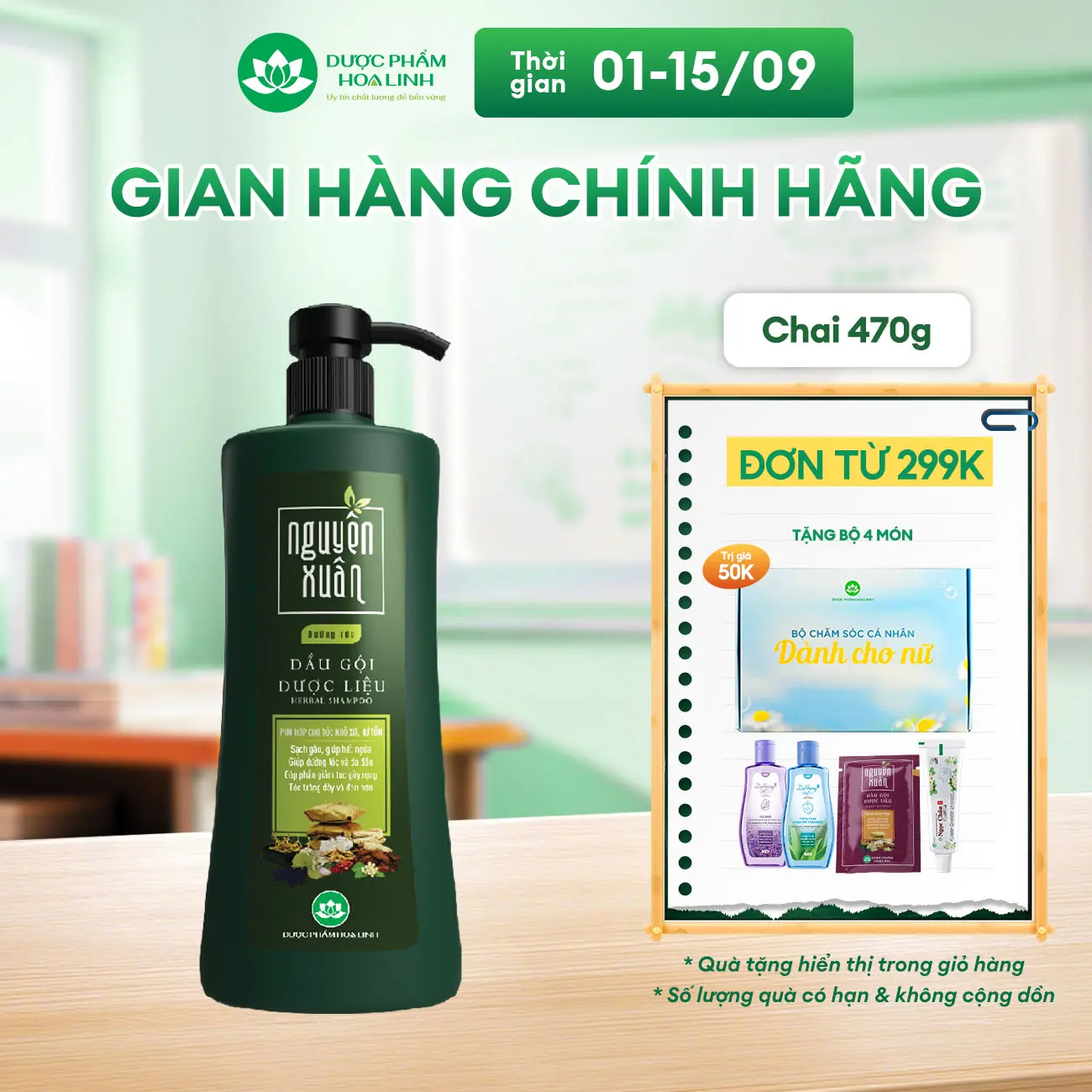Dầu gội dược liệu Nguyên Xuân Xanh dưỡng tóc 520g