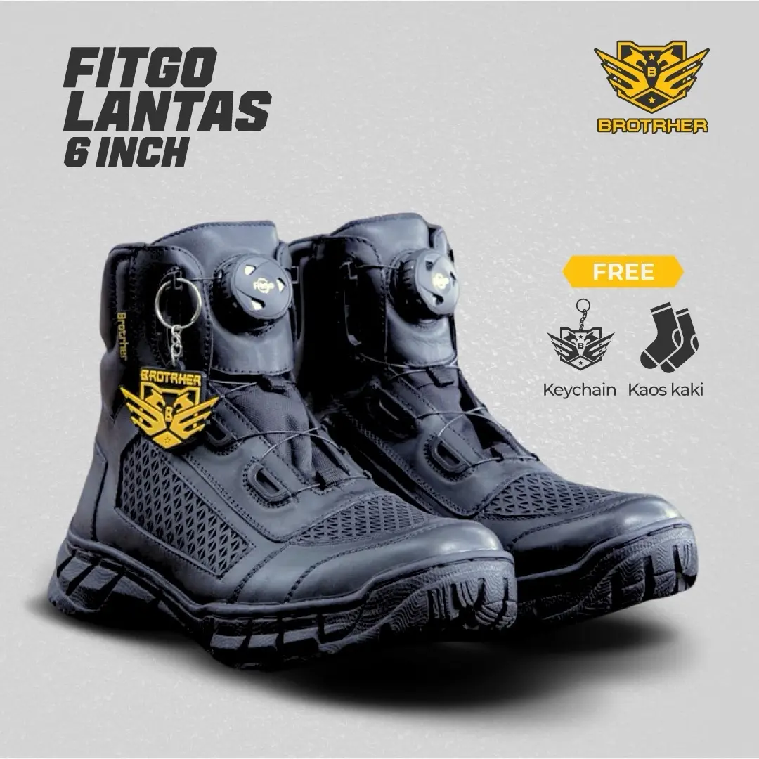 Sepatu PDH Lantas Tali Putar Jala Tawon Merk Brotrher Boots