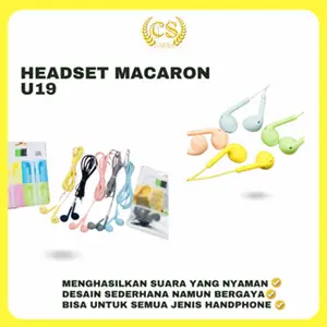 Headset Macaron U19 COLORFULL JACK 3.5MM WITH MIC/EARPHONE U19 MACARON/HANSFREE HEADSET EARPHONE U19 SUPER BASS  4.4