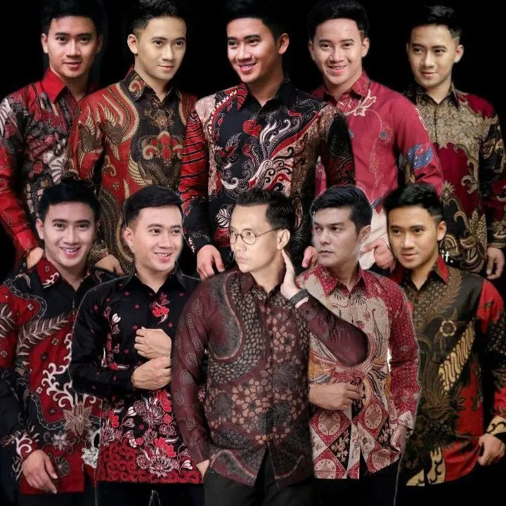 Kemeja Batik Pria Modern Lengan Panjang Maroon Merah Casual Modis Trendy Masa Kini