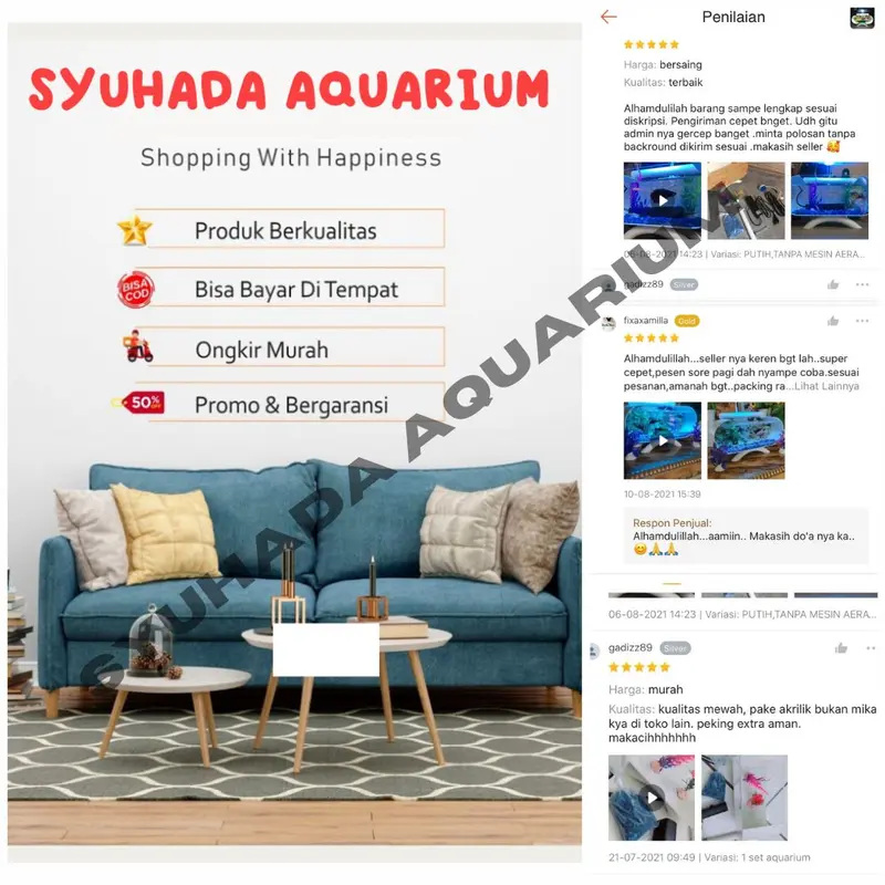 [COD] TERMURAH ! Aquarium set lengkap / aquarium mini ikan hias cupang lengkap mesin oxygn filter air mancur & lampu LED 5 Watt (B002) 5