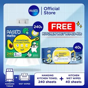 Paseo He!!o BUY 1 FREE 1 | Buy Hanging Kitchen roll 240s FREE Kitchen Wet Wipes 40s | Kitchen Bundle
