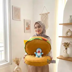 Bantal Sofa Hamburger Burger Unik Size Besar Diameter 110cm Bahan Halus Dan Empuk